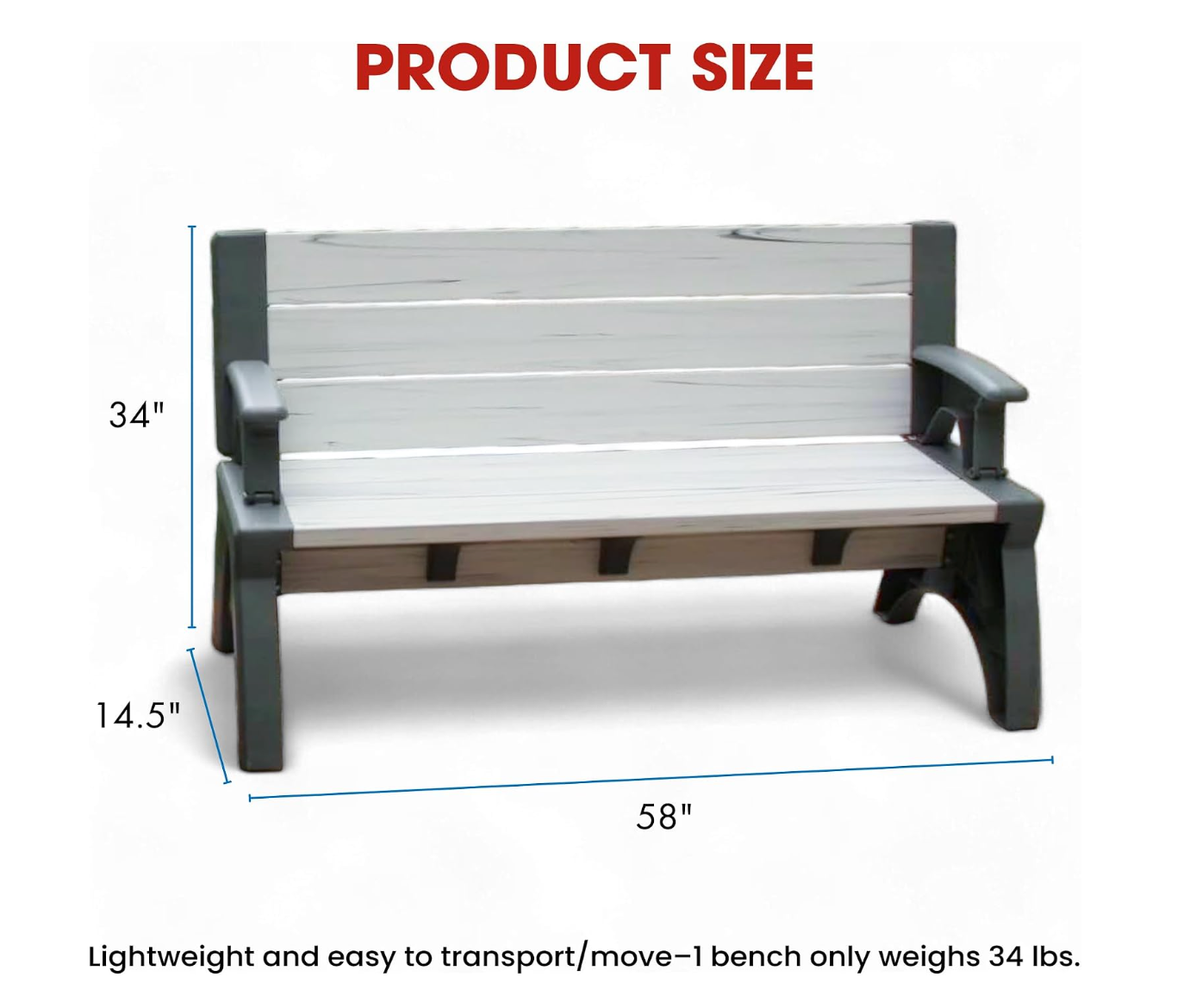 2-in-1 Convertible Garden Bench XL – Weatherproof Outdoor Seat