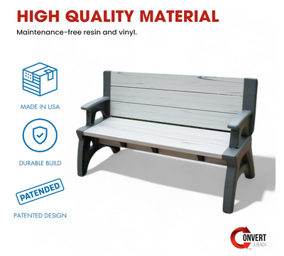 2-in-1 Convertible Garden Bench XL – Weatherproof Outdoor Seat