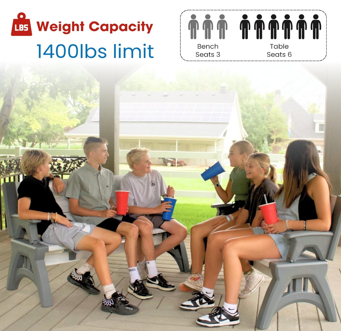 2-in-1 Convertible Garden Bench XL – Weatherproof Outdoor Seat