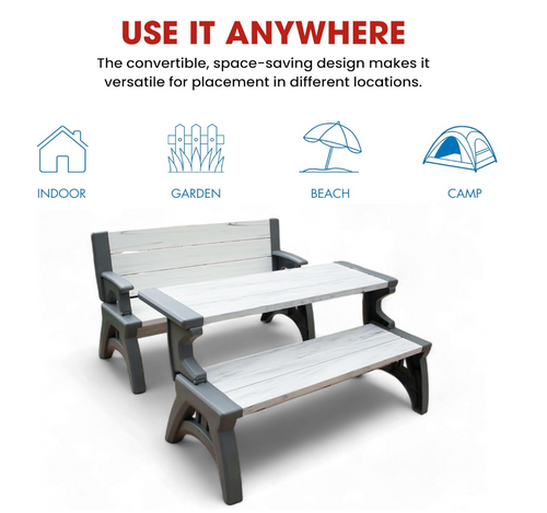 2-in-1 Convertible Garden Bench XL – Weatherproof Outdoor Seat